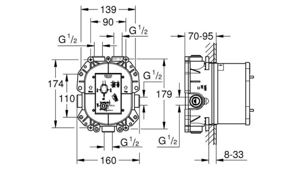 35500000 005 Cuerpo empotrable Termostatico Grohe® codigo 35500000