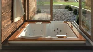 ESTA Bañera JACUZZI© con hidromasaje Jacuzzi© Aura Wood 192x166