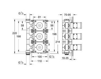Grohe® Cuerpo empotrable Rápido C para triple llave de paso codigo 35031000 