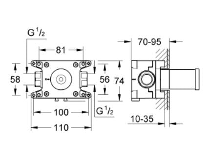 Grohe® Grohtherm F Caja empotrada para montaje de 27621000 codigo 35034000