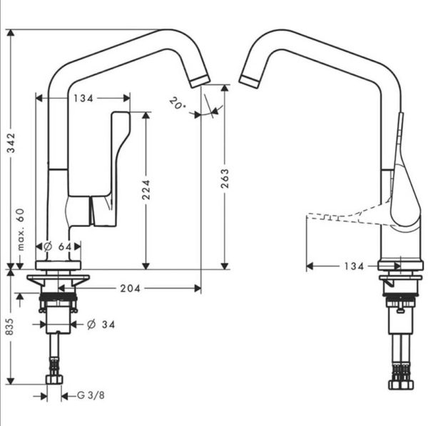hotoyoty Hansgrohe AXOR Citterio Mezclador monomando de cocina 260 con caño giratorio codigo 39850990